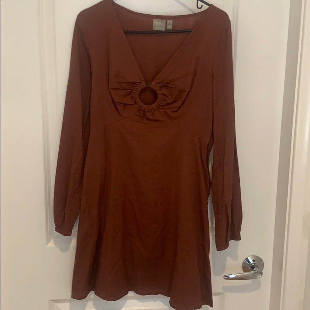 Rust color linen dress